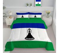 JEDTAKCT Couette sans Housse Lavable Drapeau du Lesotho, Couette Réversible Ete Sarcelle Legere Fine - Douce Confortable, 4 Saisons Respirante Edredon Microfibre, 240X220Cm, Géométrique Simple