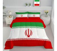 JEDTAKCT Couette sans Housse Lavable Drapeau Iranien, Couette Réversible Ete Rouge Vert Legere Fine - Douce Confortable, 4 Saisons Respirante Edredon Microfibre, 240X220Cm, Géométrique Traditionnel