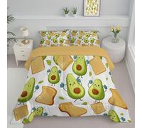 JEDTAKCT Couette sans Housse Lavable Toast À L'Avocat, Couette Réversible Ete Vert Sauge Legere Fine - Douce Confortable, 4 Saisons Respirante Edredon Microfibre, 240X220Cm, Affiche Amusante