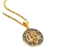 JEDTAKCT Gémeaux 12 Constellations Pendentif Colliers Pour Hommes Femmes - Disque Creux Signes Étoiles Vintage Corde Chaîne Signes Du Zodiaque Bijoux, Horoscope Astrologie Céleste Bijoux,Gémeaux,45Cm