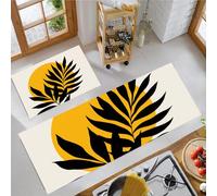 JEDTAKCT Lot De 2 Tapis Cuisine Antiderapant Lavable Feuilles De Palmier Simples Soleil, Tapis De Cuisine Anti-Fatigue Design Art Bohème Beige pour Couloir Salle À Manger Entrée Et Porte