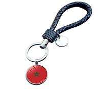 JEDTAKCT Maroc Drapeau Coupe du Monde Porte-Clés Pendentif - Pays Drapeau Pendentif Corde en Cuir Porte-Clés Fan De Football Souvenir Nouveauté Porte-Clés pour Hommes Femmes Couple Cadeau Accesso