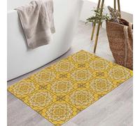 JEDTAKCT Paillasson Attrape-Poussière Géométrie du Mandala De Luxe, Tapis De Sol Antidérapant Lavable en Machine Patchwork Floral Rétro, Tapis D'Entrée Douces pour Chien Entrée Porte, Or, 60X90Cm