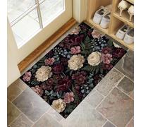 JEDTAKCT Paillasson Attrape-Poussière Paysage De Jardin Baroque, Tapis De Sol Antidérapant Lavable Machine Tulipes Et Pivoines Vintage, Tapis D'Entrée Douces pour Chien Entrée Porte, Noir, 40X60Cm