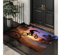 JEDTAKCT Paillasson Attrape-Poussière VTT, Tapis De Sol Antidérapant Lavable en Machine Vue du Coucher De Soleil sur La Rue, Tapis D'Entrée Douces pour Chien Entrée Porte, Couleur Orange, 50X80Cm