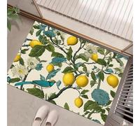JEDTAKCT Paillasson Beige Jardin De Citronniers 40X60Cm, Motif Plantes Nordiques, Tapis De Sol Décoratif pour La Maison, Dos Antidérapant Lavable De l'eau pour Décoration D'Entrée Intérieure