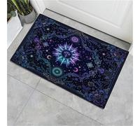 JEDTAKCT Paillasson Bienvenue D'Entrée Étoiles Célestes Mystérieuses Univers Bohème Tapis De Sol De Bain Antidérapant, Paillasson Lavable pour Salon Chambre À Coucher Cuisine, Noir, 45X75Cm
