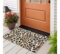JEDTAKCT Paillasson Bienvenue D'Entrée Imprimé Léopard Classique Texture Animale Naturelle Tapis De Sol De Bain Antidérapant, Paillasson Lavable pour Salon Chambre À Coucher Cuisine, Beige, 90X150Cm