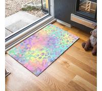 JEDTAKCT Paillasson Bienvenue D'Entrée Léopard Arc-en-Ciel Onirique Taches Abstraites Tapis De Sol De Bain Antidérapant, Paillasson Lavable pour Salon Chambre À Coucher Cuisine, Bleu Poudré, 60X90Cm