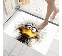 JEDTAKCT Paillasson Bienvenue D'Entrée Peluche Amusante Oiseau Illustration Animale Tapis De Sol De Bain Antidérapant, Paillasson Lavable pour Salon Chambre À Coucher Cuisine, Couleur Crème, 60X90Cm