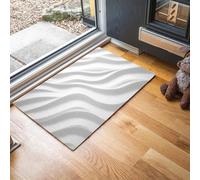 JEDTAKCT Paillasson Bienvenue D'Entrée Rayures Zébrées 3D Ondulées Géométrie Moderne Tapis De Sol De Bain Antidérapant, Paillasson Lavable pour Salon Chambre À Coucher Cuisine, Blanc, 90X150Cm