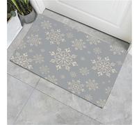 JEDTAKCT Paillasson Bienvenue D'Entrée Thème Flocon De Neige Rétro Géométrique Élégant Tapis De Sol De Bain Antidérapant, Paillasson Lavable pour Salon Chambre À Coucher Cuisine, Beige Gris, 80X120Cm