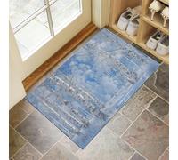JEDTAKCT Paillasson Bleu Ciel Forêt De Bouleaux d'hiver 80X120Cm, Motif Paysage Végétal, Tapis De Sol Décoratif pour La Maison, Dos Antidérapant Lavable De l'eau pour Décoration D'Entrée Intérieure