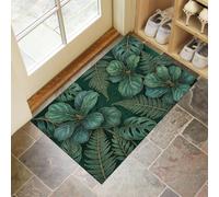 JEDTAKCT Paillasson De Bienvenue Jungle Tropicale, Tapis Lavable Machine Feuilles d'or De Luxe Vert Foncé, Tapis Antidérapant pour Sol Entrée Porche Salle De Bain Bureau, 50X80Cm
