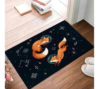 JEDTAKCT Paillasson D'Entrée De Bienvenue Mignon Renard Astronaute Paillasson Entree Antidérapant Animal De l'espace Amusant pour Extérieur Intérieur Tapis De Porte Lavable pour Couloir, Noir 50X80Cm