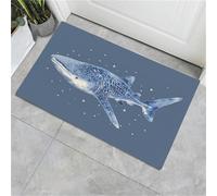 JEDTAKCT Paillasson D'Entrée De Bienvenue Requin-Baleine Aquarelle Paillasson Entree Antidérapant Animal Minimaliste pour Extérieur Intérieur Tapis De Porte Lavable pour Couloir, Bleu-Gris 80X120Cm