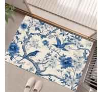 JEDTAKCT Paillasson D'Intérieur 50X80Cm, Tapis Entree Interieur Lavable Jardin Oriental Animaux Chinois, TPR Antidérapant, Tapis Interieur pour Entrées Portes D'Entrée Couloirs, Bleu Blanc