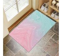 JEDTAKCT Paillasson Imprimé Marbre Dégradé De Rêve avec Envers en TPR Antidérapant, Tapis Absorbant 45X75Cm Ondulations Élégantes pour Entrée Extérieure Intérieur Lavable en Machine Tapis, Rose Vert