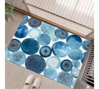 JEDTAKCT Paillasson Indigo Pois Aquarelles 60X90Cm, Motif Géométrique Traditionnel, Tapis De Sol Décoratif pour La Maison, Dos Antidérapant Lavable De l'eau pour Décoration D'Entrée Intérieure