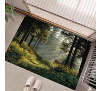 JEDTAKCT Paillasson Vert Olive Herbe Forestière 60X90Cm, Motif Paysage Végétal, Tapis De Sol Décoratif pour La Maison, Dos Antidérapant Lavable De l'eau pour Décoration D'Entrée Intérieure