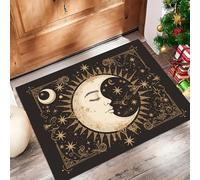 JEDTAKCT Paillassons Intérieur Fantaisie Soleil Lune, Tapis Souples Lavables Tarot Mystique, Paillasson Absorbant Antidérapant À Profil Bas pour Entrée Porte Avant Chiens, 50X80Cm Or
