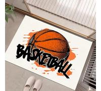 JEDTAKCT Paillassons Intérieur Graffiti De Basket-Ball, Tapis Souples Lavables Affiche Grunge, Paillasson Absorbant Antidérapant À Profil Bas pour Entrée Porte Avant Chiens, 60X90Cm Orange Noir
