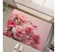 JEDTAKCT Paillassons Intérieur Rose Romantique, Tapis Souples Lavables Fleurs Élégantes, Paillasson Absorbant Antidérapant À Profil Bas pour Entrée Porte Avant Chiens, 80X120Cm Rose Blush