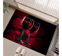 JEDTAKCT Paillassons Intérieur Rosé Vin Rouge, Tapis Souples Lavables Saint-Valentin Romantique, Paillasson Absorbant Antidérapant À Profil Bas pour Entrée Porte Avant Chiens, 60X90Cm Bordeaux Rouge