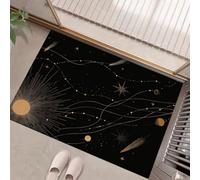 JEDTAKCT Paillassons Intérieur Soleil Constellation, Tapis Souples Lavables Univers Simple, Paillasson Absorbant Antidérapant À Profil Bas pour Entrée Porte Avant Chiens, 50X80Cm Or Noir