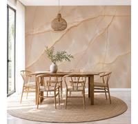 JEDTAKCT Papier Peint Intissé Marbre À Fissures Naturelles, Papier Peint Panoramique Texture Élégante En Jade Beige Pour Salon Chambre, Déco Fresque Murale Maison, Décoration Photo Murale 300X210 Cm