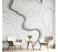 JEDTAKCT Papier Peint Lignes Abstraites 3D Géométrie Moderne Minimaliste 400X280Cm Papier Peint Panoramique 3D Grandes Poster Revêtement Mural Photo Couleur Crème Pour Salon Chambre Décor Fond Tv