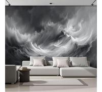 JEDTAKCT Papier Peint Océan Déchaîné Paysage Abstrait 350X256Cm Papier Peint Panoramique 3D Grandes Poster Revêtement Mural Photo Noir Et Blanc Pour Salon Chambre Décor Fond Tv