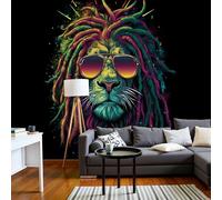 JEDTAKCT Papier Peint Panoramique Dreadlocks De Rue Lion Noir 3D Mural Design, Tapisserie Photo Géante Pour Salon Décoration Murale Xxl Soie, Mural Fresque Animal Peint À La Main 200X140Cm