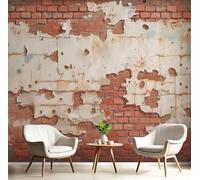 JEDTAKCT Papier Peint Panoramique En Soie Terre Cuite - Mur De Briques Vintage - 150X105Cm - Revêtement Mural Décoration Paysage Grunge Décoration Tapisserie Wallpaper Muraux Photo Salon Chambre