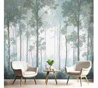 JEDTAKCT Papier Peint Panoramique Forêt Brumeuse À L'Aquarelle Paysage Végétal Naturel, 3D Papier Peint Format Xxl Murale Pour Salon Décoration Murale Chambre Enfant Vert 150 X 105 Cm Tableaux Poster