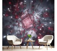 JEDTAKCT Papier Peint Panoramique Gris Anthracite 300X210Cm - Revêtement Mural Pour Chambre Salon - Design Unique Décoration - Géométrie Brillante 3D - Espace Fantastique - Motif Personnalisé Murale