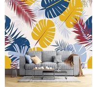 JEDTAKCT Papier Peint Panoramique Monstera De Dessin Animé 400X280Cm Poster Geant Mural 3D, Tapisserie Photo Peinture Murale, Papier Peint Plantes Tropicales Fresque Pour Salon Chambre Toile Fond Tv
