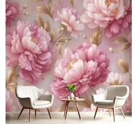 JEDTAKCT Papier Peint Panoramique Pivoine De Rêve 3D, Papier Peint Rose Blush Motif Esthétique Végétale, Tapisserie Panoramique Salon Canapé Fond, Décoration Murale Chambre, 300X210Cm (Lxh)