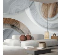 JEDTAKCT Papier Peint Panoramique Relief Géométrique 3D À Grain De Bois, Papier Peint Art Moderne Gris 250X175Cm, Tableaux Poster Photo Décoration Murale, Fond Tv Décoration Murale Salon Chambre