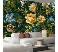 JEDTAKCT Papier Peint Panoramique Roses Médiévales Vignes Vert Forêt 3D Mural Design, Tapisserie Photo Géante Pour Salon Décoration Murale Xxl Soie, Mural Fresque Fleurs Vintage 200X140Cm