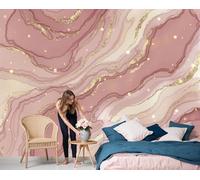 JEDTAKCT Papier Peint Panoramique Vagues De Marbre Romantiques, Papier Peint En Soie Vortex Abstrait, 200 X 140 Cm Tableaux Poster Décoration Murale, Fond Tv Murale Salon Chambre, Rose