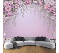 JEDTAKCT Papier Peint Panoramique Vignes De Fleurs Romantiques, Papier Peint En Soie Plantes Élégantes, 450X315Cm Tableaux Poster Décoration Murale, Fond Tv Murale Salon Chambre, Rose