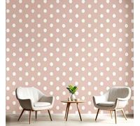 JEDTAKCT Papier Peint Pois Rétro Mignons, Papier Peint Panoramique Couleur Unie Simple Rose Clair Pour Salon Chambre Bureau Couloir Arrière-Plan Tv, Décoration Murale 3D, 250X175Cm (L X H)