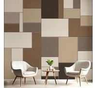 JEDTAKCT Papier Peint Rectangle Simple À Blocs De Couleur, Papier Peint Panoramique Géométrique Rétro Marron Pour Salon Chambre Bureau Couloir Arrière-Plan Tv, Décoration Murale 3D, 450X315Cm (L X H)