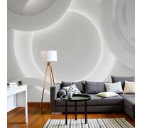 JEDTAKCT Papier Peint Relief Circulaire Moderne 3D, Papier Peint Panoramique Design Géométrique Simple Beige Pour Salon Chambre Bureau Couloir Arrière-Plan Tv, Décoration Murale 3D, 200X140Cm (L X H)