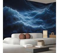JEDTAKCT Papier Peint Vagues Océaniques Déchaînées Paysage Naturel 300X210Cm Papier Peint Panoramique 3D Grandes Poster Revêtement Mural Photo Bleu Profond Pour Salon Chambre Décor Fond Tv
