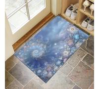 JEDTAKCT Petit Tapis D'Entrée Fin Lavable, 40X60Cm, Petit Tapis De Cuisine pour Entrée, Paillasson Intérieur Vortex De Flocons De Neige Noël Abstrait pour Porte Salle De Bain Buanderie, Bleu-Gris