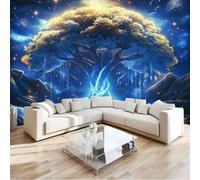 JEDTAKCT Rouleau De Papier Peint Arbre Au Ciel Étoilé Moderne Et Minimaliste, Motif De Paysage Onirique En 3D Papier Peint Panoramique Pour Le Salon, Chambre À Coucher, Décorative Chambre