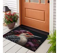 JEDTAKCT Tapis Chardon Vintage Pic-Vert Noir, 90X150Cm Tapis Peinture À l'huile Animalière Paillasson Piège Visuel Amusant Antidérapant Lavable Paillasson D'Entrée Intérieur Extérieur pour Salle Bain