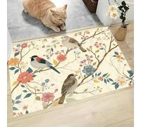 JEDTAKCT Tapis Chinois Oiseaux Fleurs, Paillasson Animaux Élégants Beige Rectangulaire, Antidérapant Piège Visuel De Porte, Absorption Tapis Effet Optique pour Salle Bain Chambre 40X60Cm